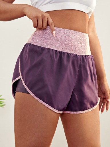 Plus Wide Band Waist Sports Shorts