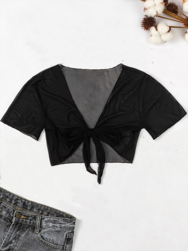 Mesh Knot Front Kimono