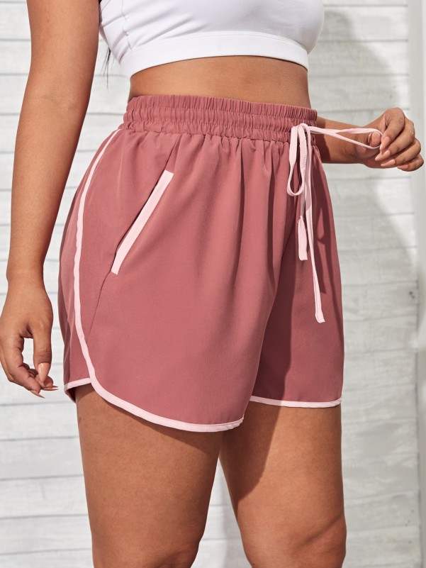 Plus Contrast Binding Sports Shorts