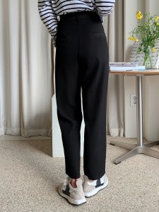 High Waist Slant Pockets Tailored Pants