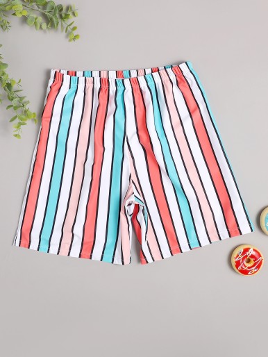 Boys Striped Swim Trunks