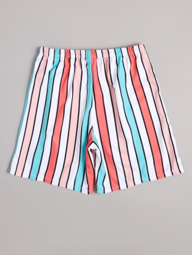 Boys Striped Swim Trunks