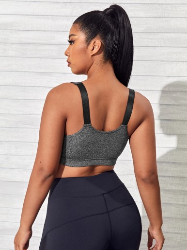 Plus Medium Support Contrast Tape Sports Bra