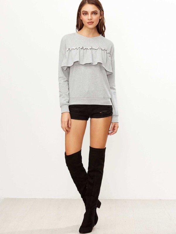 Grey on sale ruffle sweatshirt