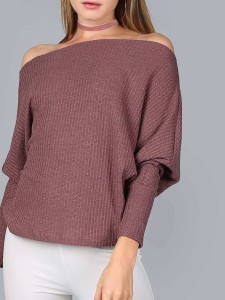 Waffle Knit Asymmetric Shoulder T-shirt