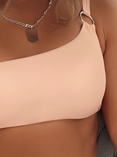 Ring Linked One Shoulder Bikini Top