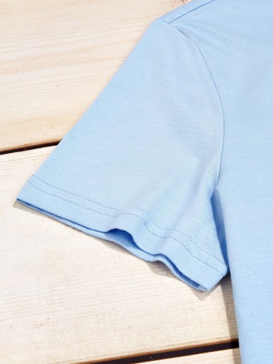 Solid Rib-Knit Lettuce Trim Pajama Set