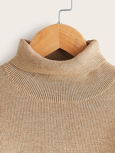 Toddler Girls Ribbed Knit Turtleneck Sweater