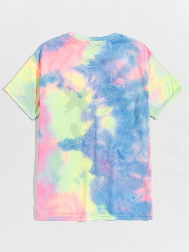 Men Graphic Print Tie Dye Top