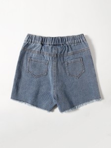 Toddler Girls Button Front Raw Hem Denim Skorts