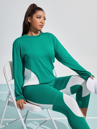 Plus Two Tone Cut Out Sports Top