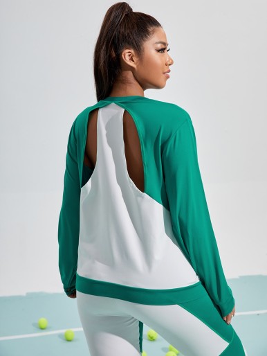 Plus Two Tone Cut Out Sports Top