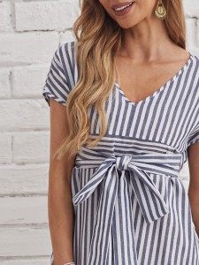 Striped Halter Neck A-line Dress