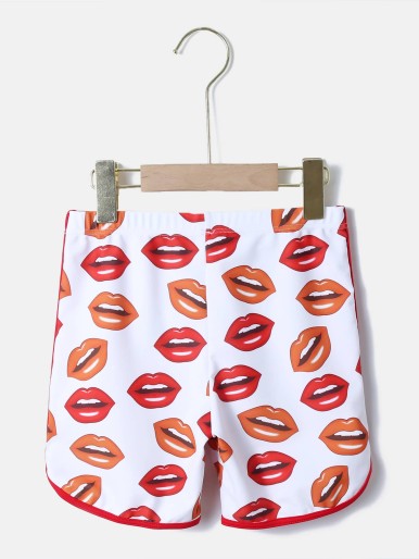 Boys Lip Print Swim Shorts