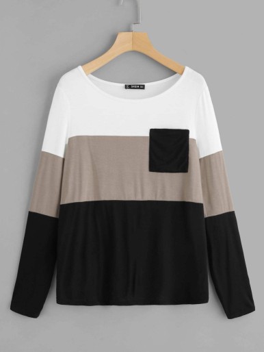 Pocket Front Color Block Tee