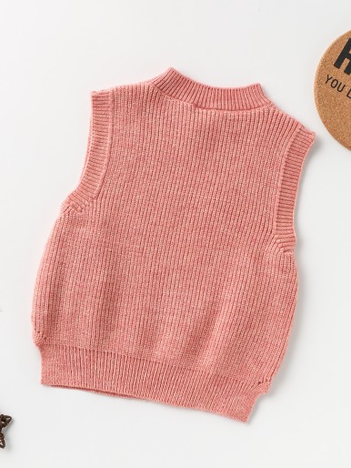 Toddler Girls Button Solid Sweater Vest