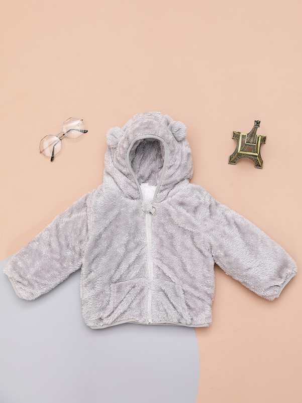 Toddler Boys 3D Ear Hooded Teddy Coat