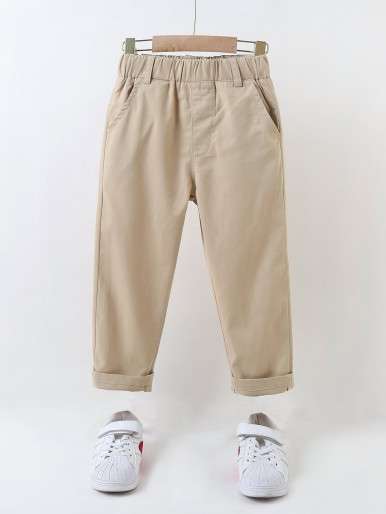 Toddler Boys Elastic Waist Solid Pants