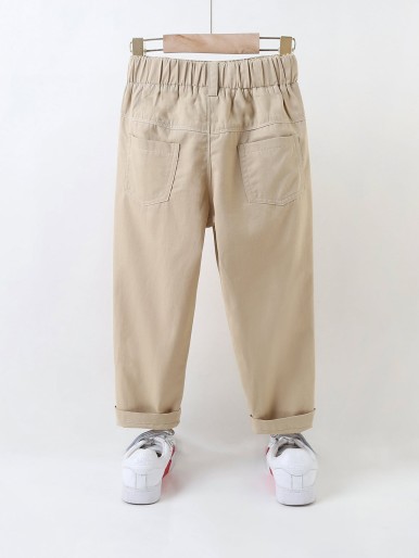 Toddler Boys Elastic Waist Solid Pants