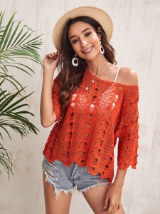 Solid Open Knit Cover Up