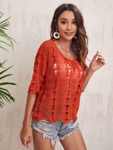 Solid Open Knit Cover Up