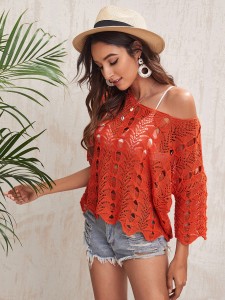 Solid Open Knit Cover Up