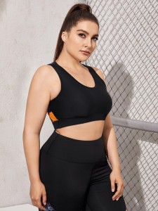 Plus Cut Out Back Colorblock Sports Bra