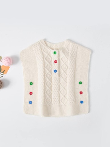 Toddler Girls Cable Knit Colorful Button Sweater Vest