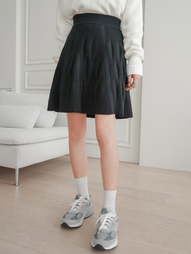 Solid Ribbed Knit Skirt