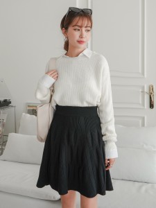 Solid Ribbed Knit Skirt