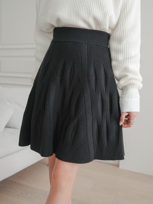 Solid Ribbed Knit Skirt