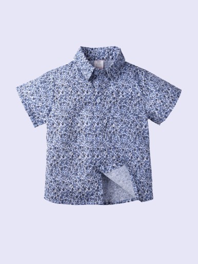 Toddler Boys Ditsy Floral Button Up  Shirt