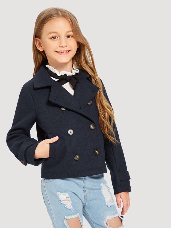 Girls Double Button Collar Jacket