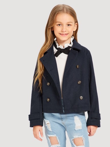 Girls Double Button Collar Jacket