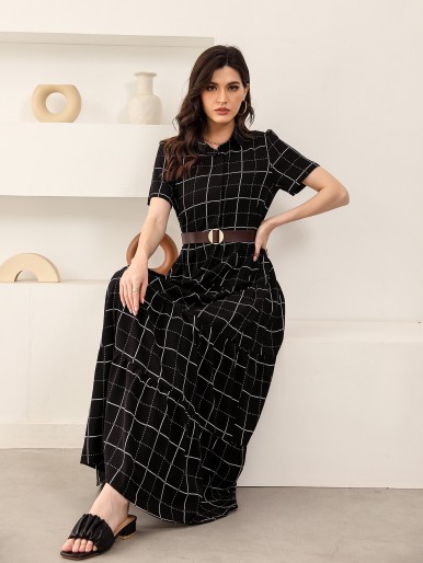 Wide striped trousers with belt