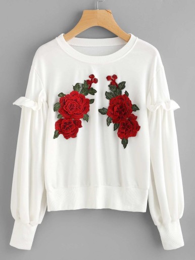 3D Embroidered Appliques Frill Sweatshirt