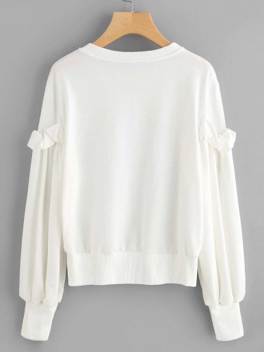 3D Embroidered Appliques Frill Sweatshirt