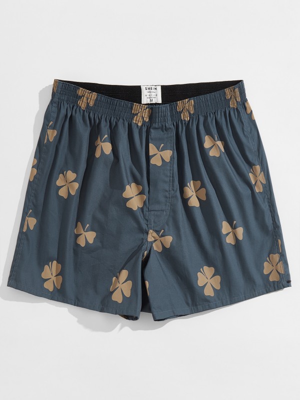 Men Leaf Print Lounge Shorts