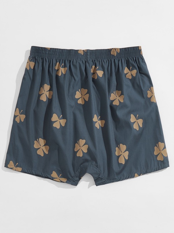 Men Leaf Print Lounge Shorts