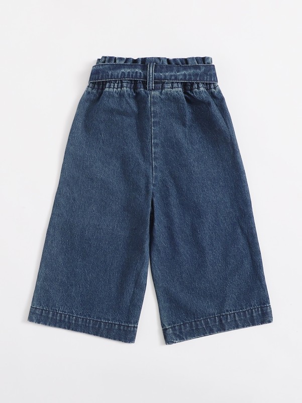 Toddler Girls Paper Bag Waist Belted Wide Leg Jeans