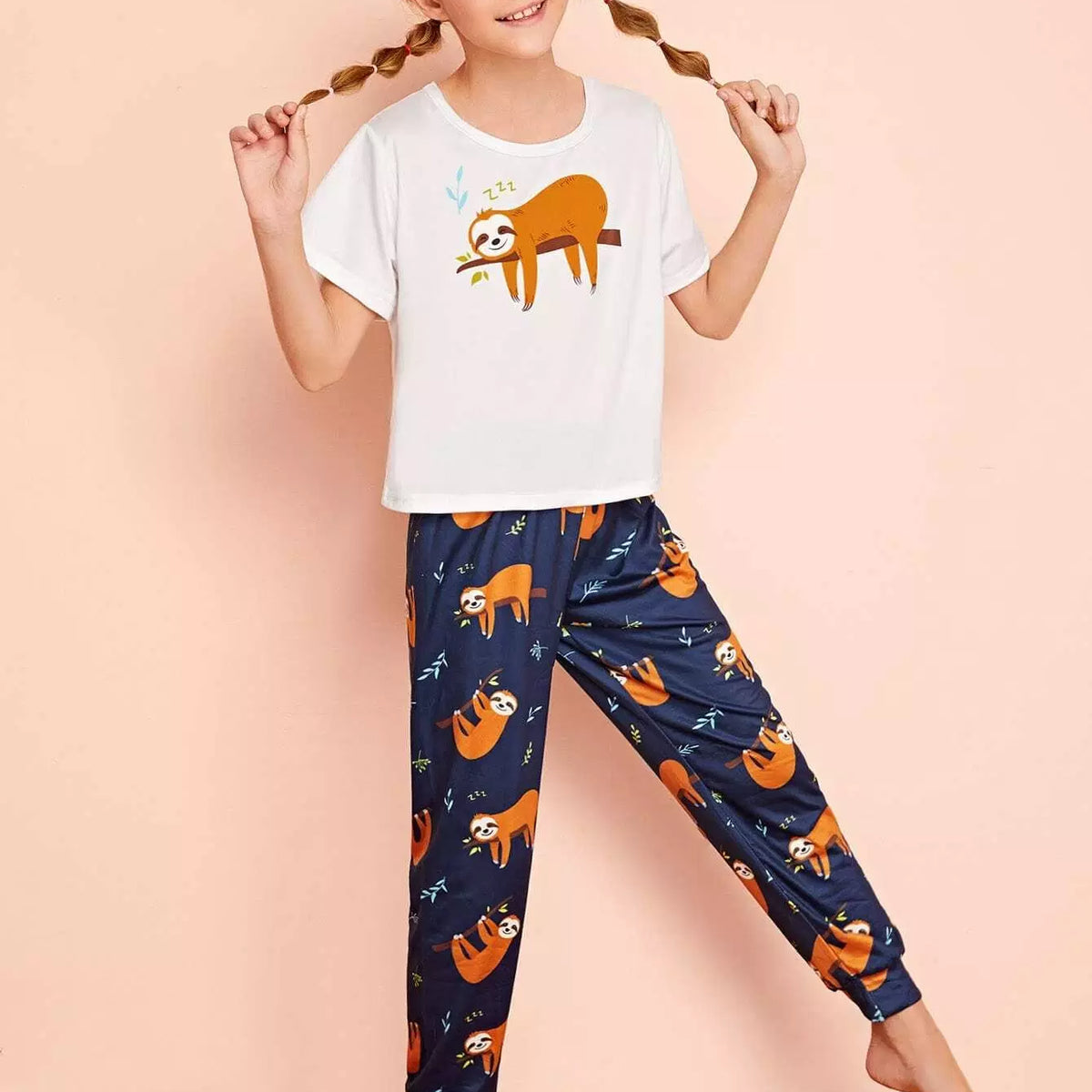 Girls Sloth Print Pajama Set – Beisat