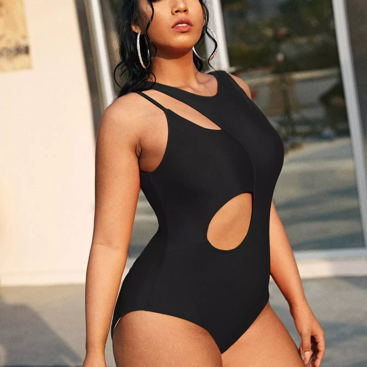 Plus Cut Out One Piece Swimsuit – Beisat