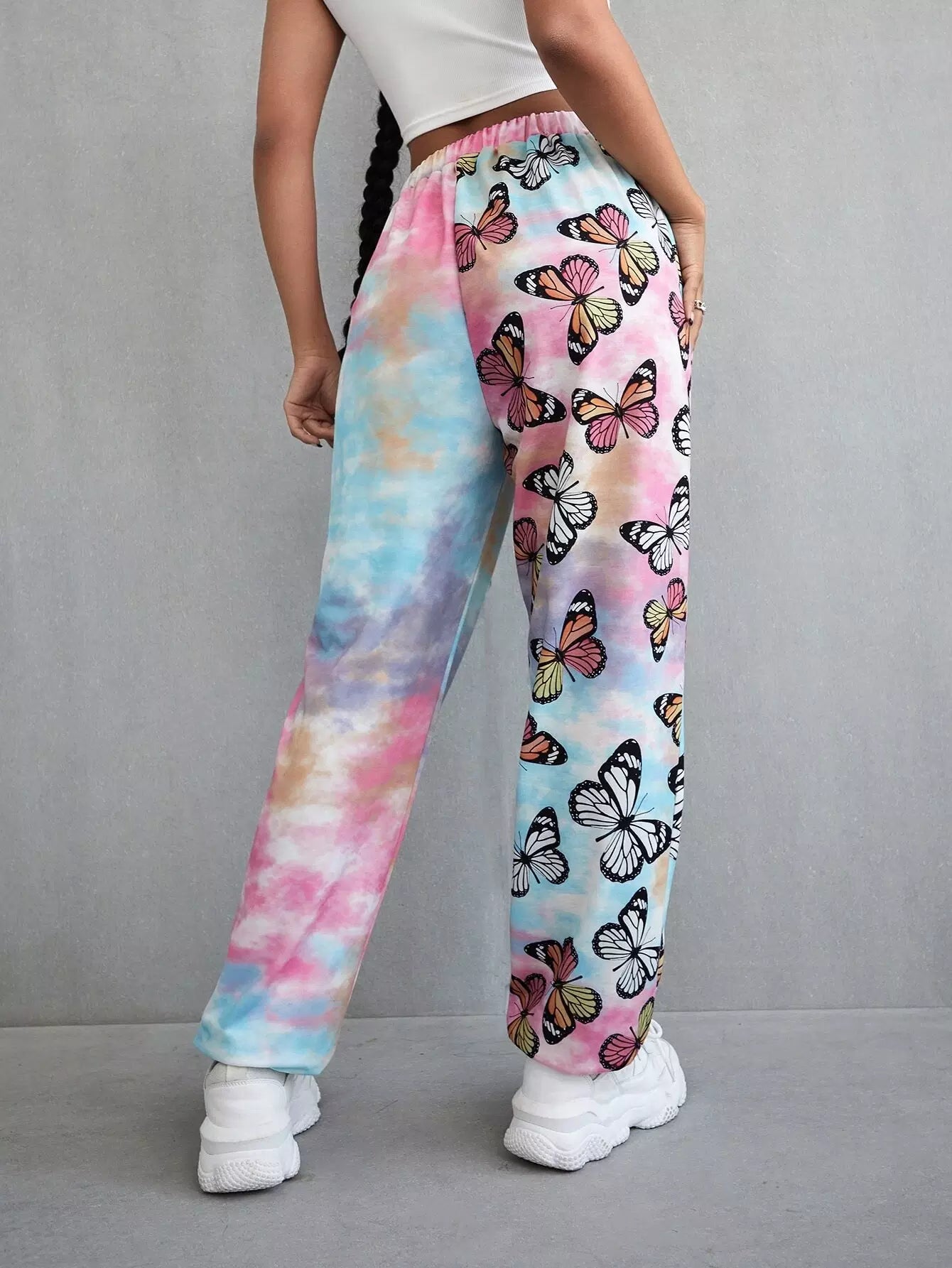 Waist Tie Dye Butterfly Sweatpants Tie Dye Butterfly Print Joggers