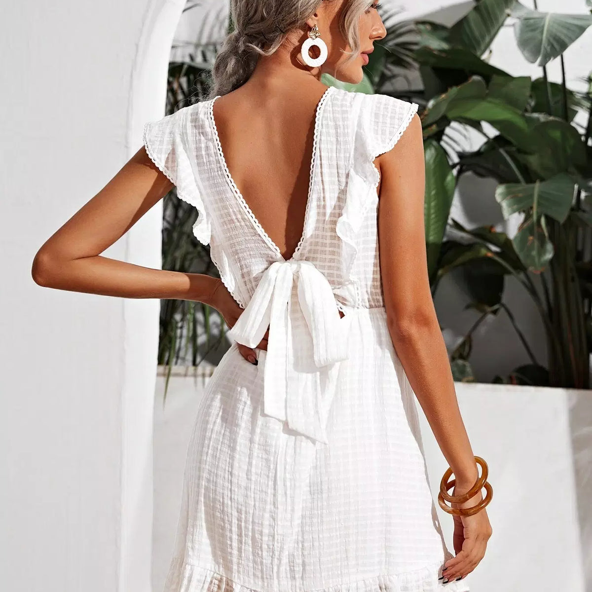 Tie Back Ruffle Hem Dress – Beisat