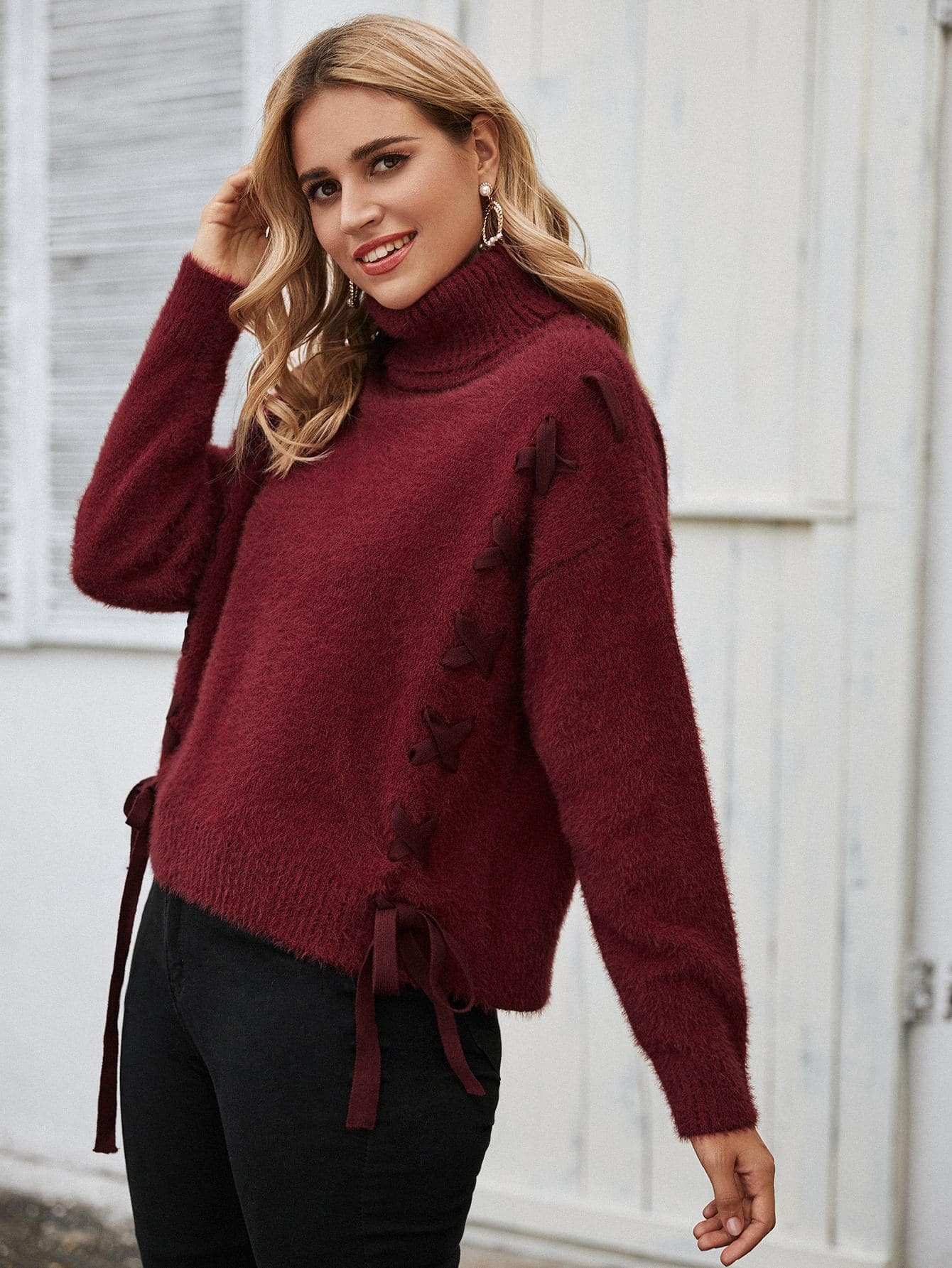 Authentic Fluffy sweater with lace detail