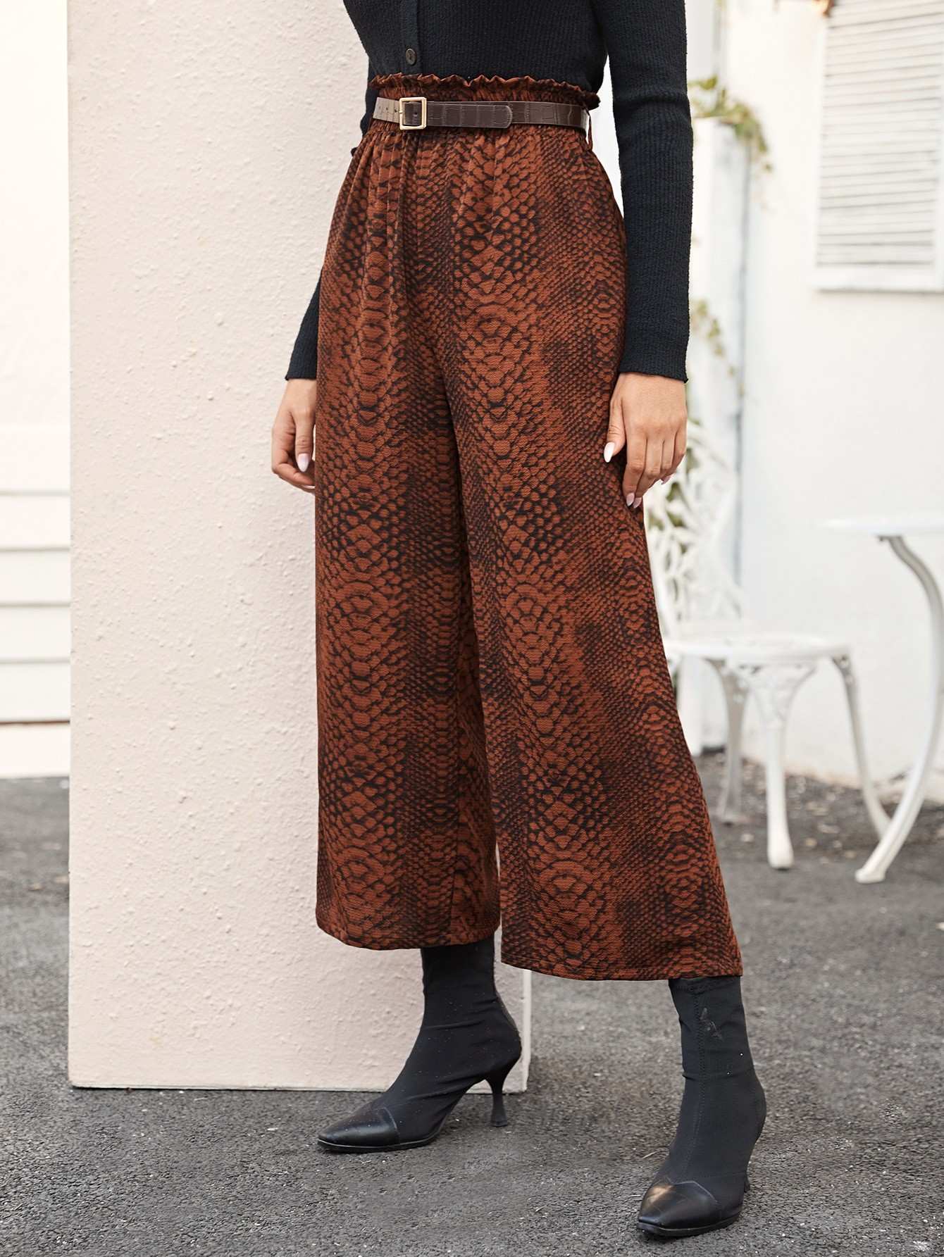 Snakeskin paper bag trousers hot sale